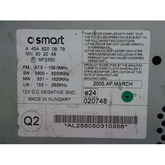 AUTORADIO SMART Forfour 2004>2006 usato